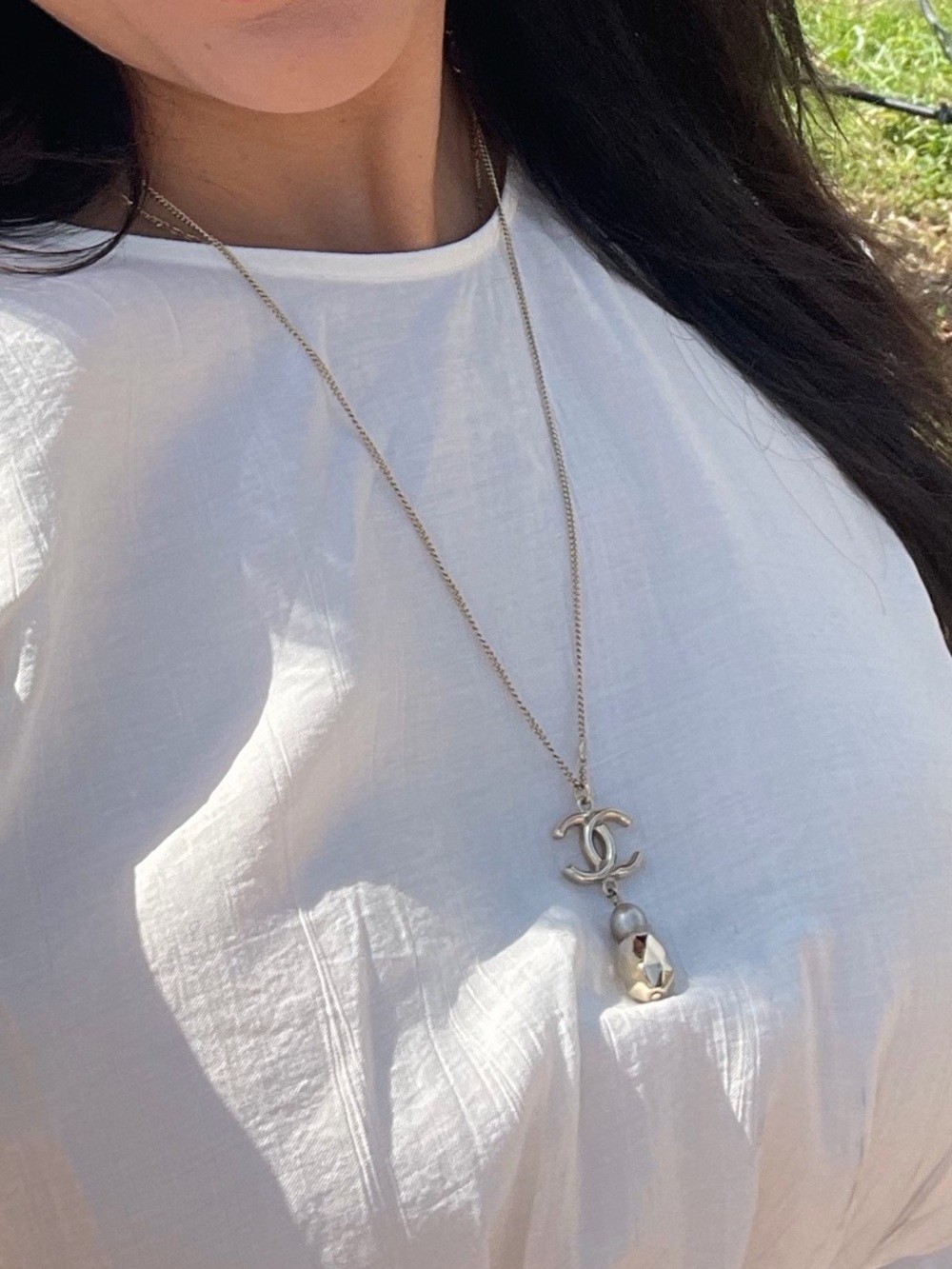 Chanel Necklace CC Gold Pendant